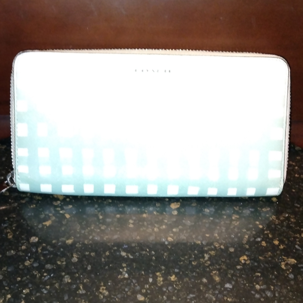 Coach White and Mint Wallet